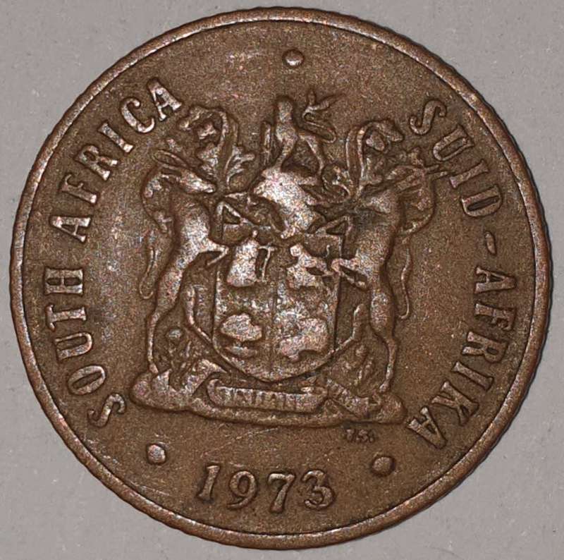 1973 - 2 CENT COIN (TWO CENT COIN) - RSA - BRONZE - KM#83 - BILINGUAL LEGEND - WILDEBEEST